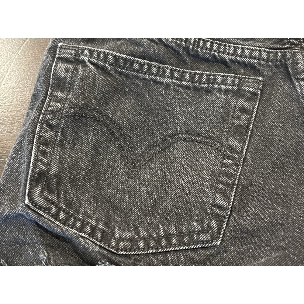Levis 501 Cut Off Shorts Womens 26 Black Denim Frayed Beach Streetwear Casual - Picture 7 of 16